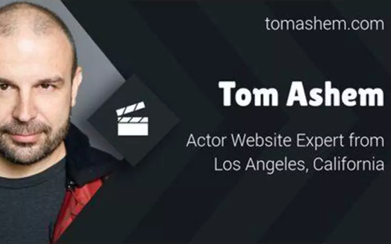 A man beside the words Tom Ashem, actor website expert from Los Angeles