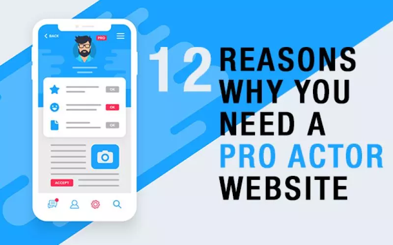 A phone beside the words 12 reasons why you need a pro actor website
