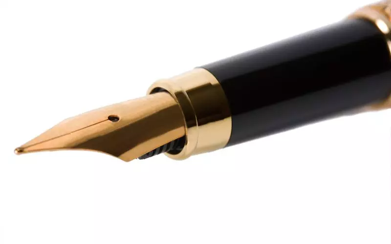 The nib of a fountain pen, close up