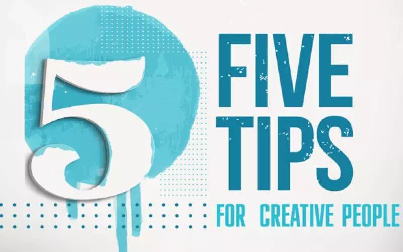 A large numeral five beside the words Five Tips for Creative People