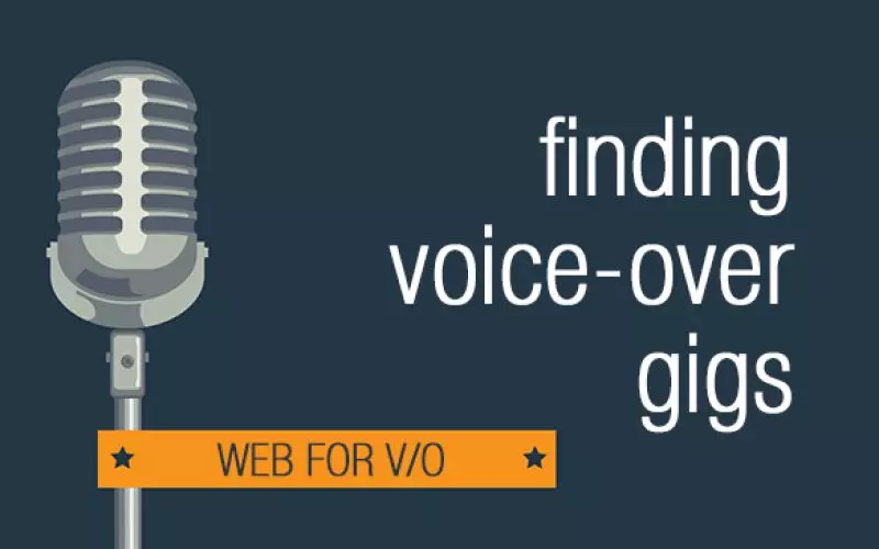 A microphone beside the words finding voice over gigs
